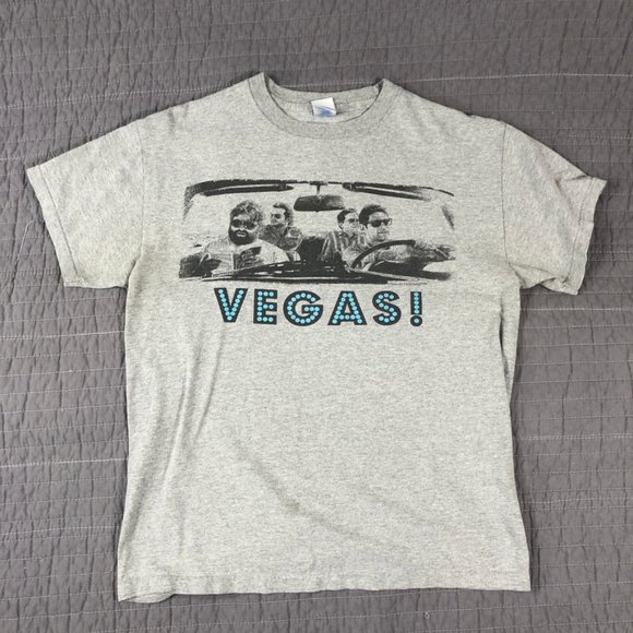 4/$15 Vegas T Shirt Adult Medium Gray The Hangover Graphic Short Sleeve - Picture 1 of 14